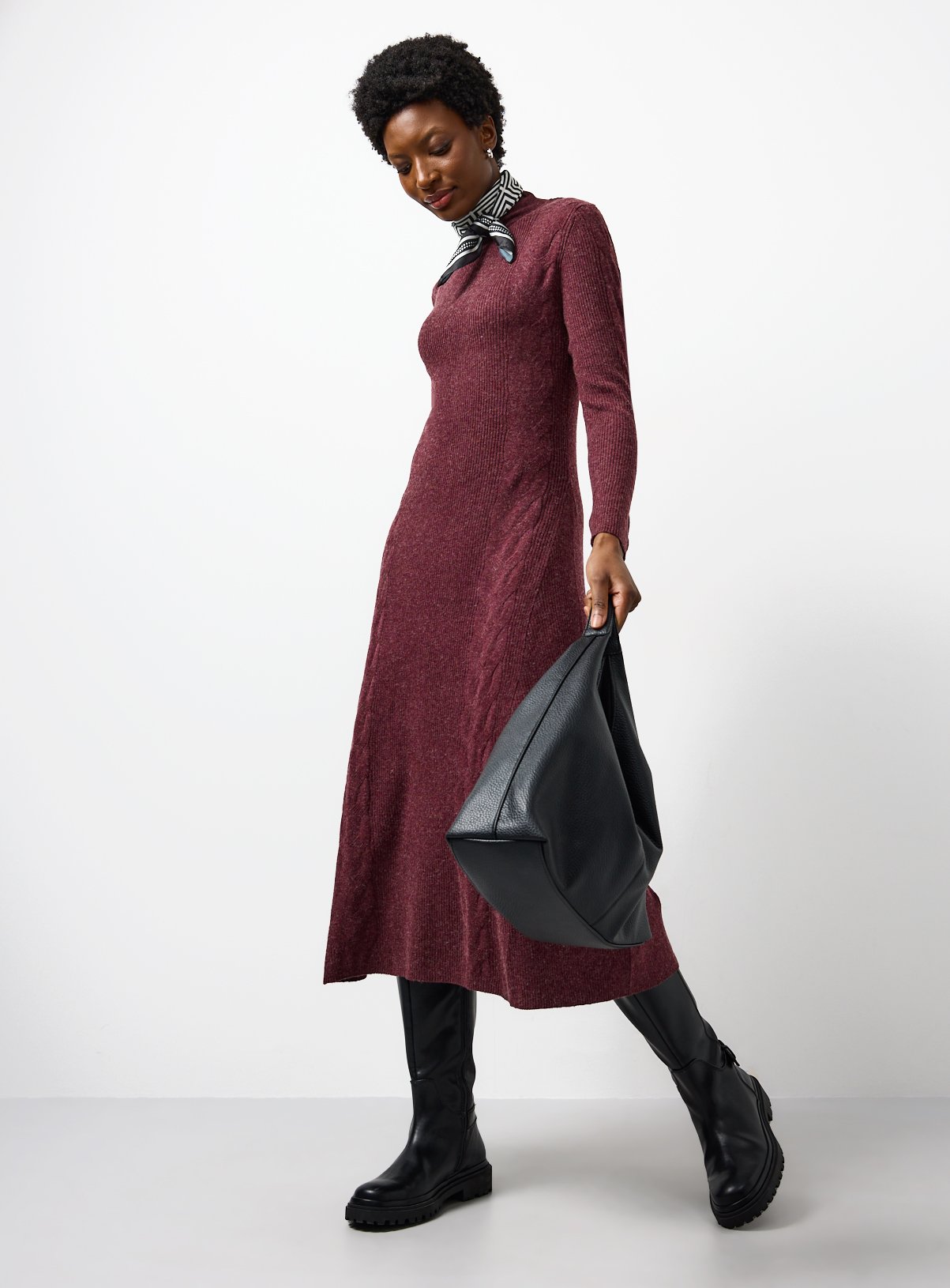 Dark Red Ribbed Cable Knit Maxi Dress 20 - Image 2 thumbnail